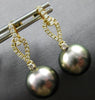 .27CT DIAMOND & AAA TAHITIAN PEARL 14KT YELLOW GOLD TEAR DROP HANGING EARRINGS