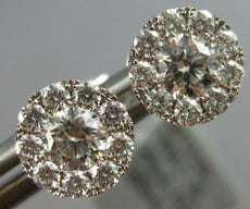 ESTATE .72CT DIAMOND 18K WHITE GOLD CLASSIC ROUND INVISIBLE FLOWER STUD EARRINGS