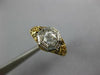 ANTIQUE .40CT OLD MINE DIAMOND 14KT 2 TONE GOLD FLORAL ART DECO ENGAGEMENT RING