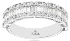 .80CT DIAMOND 14KT WHITE GOLD 3D ROUND & BAGUETTE SEMI ETERNITY ANNIVERSARY RING