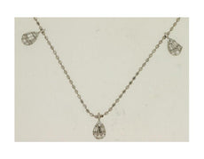 .42CT DIAMOND 14KT WHITE GOLD ROUND & BAGUETTE BY THE YARD CHANDELIER NECKLACE