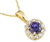ESTATE 1.0CT DIAMOND & AAA TANZANITE 14KT YELLOW GOLD 3D FLOWER FLOATING PENDANT
