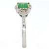 1.02CT DIAMOND & AAA EMERALD 18K 2 TONE GOLD SQUARE & ROUND HALO ENGAGEMENT RING