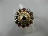 ANTIQUE LARGE 5CT AAA ROUND GARNET 14K YELLOW GOLD HANDCRAFTED FLOWER RING 21926