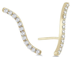 ESTATE .50CT DIAMOND 14KT YELLOW GOLD 3D CLASSIC SWIRL WAVE EAR CLIMBER EARRINGS