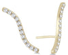 ESTATE .50CT DIAMOND 14KT YELLOW GOLD 3D CLASSIC SWIRL WAVE EAR CLIMBER EARRINGS
