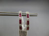 .85CT DIAMOND & AAA RUBY 18K WHITE GOLD PRINCESS & ROUND HUGGIE HANGING EARRINGS
