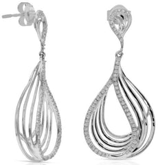 ESTATE LARGE .46CT DIAMOND 14KT WHITE GOLD MULTI TEAR DROP FUN HANGING EARRINGS