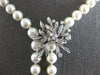 LARGE & LONG OLD MINE .50CT DIAMOND & AAA PEARL 14KT WHITE GOLD LARIAT NECKLACE