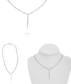 2.78CT DIAMOND 14KT WHITE GOLD 3D CLASSIC GRADUATING BAR LARIAT TENNIS NECKLACE