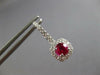 1.33CT DIAMOND & AAA RUBY 18K WHITE GOLD ROUND SQUARE LEVERBACK HANGING EARRINGS