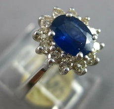 1.26CT DIAMOND & AAA SAPPHIRE 14K WHITE GOLD OVAL & ROUND FLOWER ENGAGEMENT RING