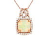 1.63CT DIAMOND & AAA OPAL 14K ROSE GOLD CUSHION & ROUND HALO SQUARE LOVE PENDANT