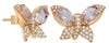 1.65CT DIAMOND & AAA MORGANITE 14KT ROSE GOLD 3D OVAL & ROUND BUTTERFLY EARRINGS