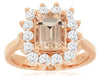 LARGE 2.25CT DIAMOND & AAA MORGANITE 14K YELLOW GOLD EMERALD CUT ENGAGEMENT RING