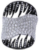 ESTATE EXTRA LARGE 2.80CT DIAMOND 18K WHITE & BLACK GOLD MULTI ROW PAVE FUN RING