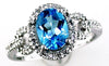1.73CT DIAMOND & AAA BLUE TOPAZ 14KT WHITE GOLD OVAL & ROUND LOVE KNOT FUN RING
