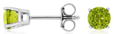 ESTATE 1.0CT AAA PERIDOT 14KT WHITE GOLD 3D ROUND CLASSIC 4 PRONG STUD EARRINGS