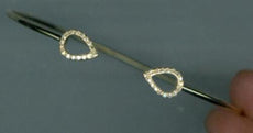 ESTATE .15CT DIAMOND 14KT YELLOW GOLD 3D DOUBLE LEAF FLEXIBLE BANGLE BRACELET