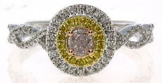 .61CT WHITE PINK & FANCY YELLOW DIAMOND 18K TRI COLOR GOLD 3D INFINITY LOVE RING