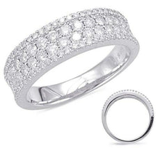 .86CT DIAMOND 14KT WHITE GOLD CLASSIC 4 ROW PAVE SEMI ETERNITY ANNIVERSARY RING