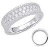 .86CT DIAMOND 14KT WHITE GOLD CLASSIC 4 ROW PAVE SEMI ETERNITY ANNIVERSARY RING