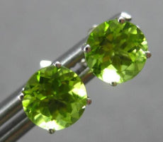 ESTATE 1.80CT AAA PERIDOT 14KT WHITE GOLD CLASSIC SOLITAIRE STUD EARRINGS #27901