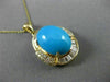 ESTATE EXTRA LARGE 11.27CT DIAMOND & AAA TURQUOISE 14K YELLOW GOLD PENDANT 24819