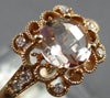 ESTATE .95CT DIAMOND & AAA MORAGNITE 14KT ROSE GOLD FUN ROUND FLOWER SQUARE RING