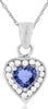 .55CT DIAMOND & AAA TANZANITE 14KT WHITE GOLD HEART SHAPE HALO FLOATING PENDANT