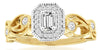.38CT DIAMOND 14KT YELLOW GOLD ROUND & BAGUETTE FILIGREE OCTAGON ENGAGEMENT RING
