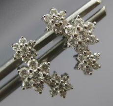 ESTATE .35CT DIAMOND 18KT WHITE GOLD 3D CLASSIC MULTI FLOWER STUD EARRINGS