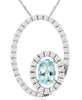 .75CT DIAMOND & AAA AQUAMARINE 14KT WHITE GOLD DOUBLE OVAL FUN FLOATING PENDANT