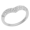 ESTATE .34CT DIAMOND 14KT WHITE GOLD 3D CLASSIC THREE ROW PAVE V SHAPE FUN RING