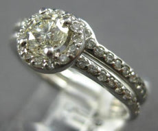 .90CT DIAMOND 14KT WHITE GOLD 3D CLASSIC ROUND HALO ENGAGEMENT WEDDING RING SET