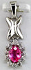 ESTATE .61CT DIAMOND & AAA PINK SAPPHIRE 14KT WHITE GOLD FLOWER FLOATING PENDANT