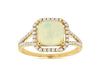 1.70CT DIAMOND & AAA OPAL 14KT YELLOW GOLD CUSHION & ROUND HALO SQUARE LOVE RING