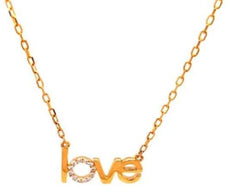 ESTATE .07CT DIAMOND 18KT YELLOW GOLD 3D CLASSIC LOVE NECKLACE