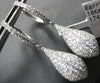 LARGE 1.39CT DIAMOND 18KT WHITE GOLD 3D ROUND CLUSTER TEAR DROP HANGING EARRINGS