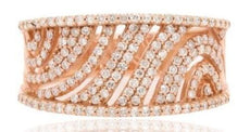 .59CT DIAMOND 14KT ROSE GOLD CLASSIC MULTI ROW DIAGONAL WEDDING ANNIVERSARY RING