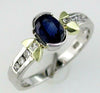 1.18CT DIAMOND & AAA SAPPHIRE 14KT 2 TONE GOLD OVAL & ROUND FRIENDSHIP LOVE RING