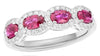 1.63CT DIAMOND & AAA RUBY 18KT WHITE GOLD OVAL & ROUND 4 STONE ANNIVERSARY RING