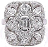 LARGE .94CT DIAMOND 18KT WHITE GOLD MULTI SHAPE INVISIBLE FLOWER SQUARE FUN RING