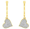 ESTATE .25CT DIAMOND 14KT 2 TONE GOLD 3D CLASSIC HEART LOVE FUN HANGING EARRINGS