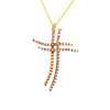 ESTATE .35CT DIAMOND 18KT 2 TONE GOLD 3D CLASSIC DOUBLE CROSS FLOATING PENDANT