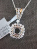 LARGE .55CT DIAMOND 18K WHITE & ROSE GOLD 3D 4 PRONG SEMI MOUNT FLOATING PENDANT