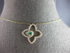 .22CT DIAMOND & AAA EMERALD 14KT YELLOW GOLD 3D OPEN STAR FLOWER LOVE NECKLACE