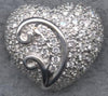 ESTATE 1.47CT DIAMOND 18KT WHITE GOLD 3D ROUND PAVE PUFF HEART FLOATING PENDANT