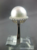 ESTATE .32CT DIAMOND & AAA SOUTH SEA PEARL 18K WHITE GOLD CLASSIC HALO LOVE RING