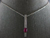1.22CT DIAMOND & AAA RUBY 14KT WHITE GOLD OVAL & ROUND BAR LOVE FLOATING PENDANT